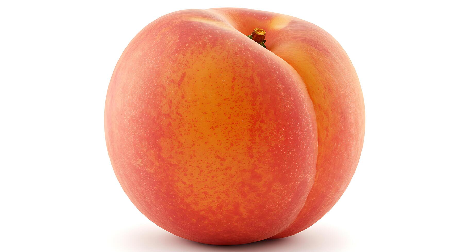 Close-up of a Ripe Peach with Smooth Skin on White Background photo