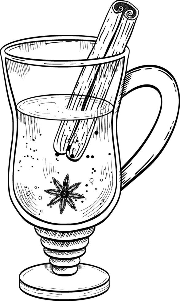 A Warm and Spiced Beverage Enriched with a Cinnamon Stick and a Touch of Star Anise vector