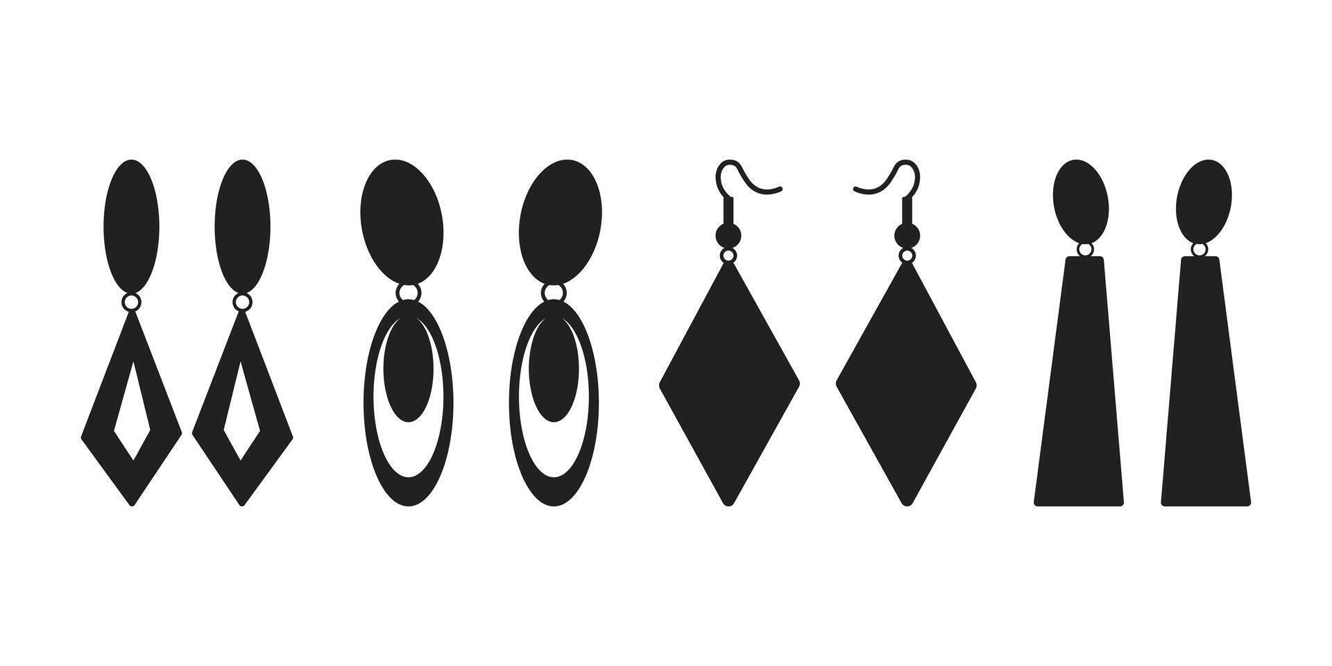 Black and White Earrings Collection in Unique Shapes and Styles vector