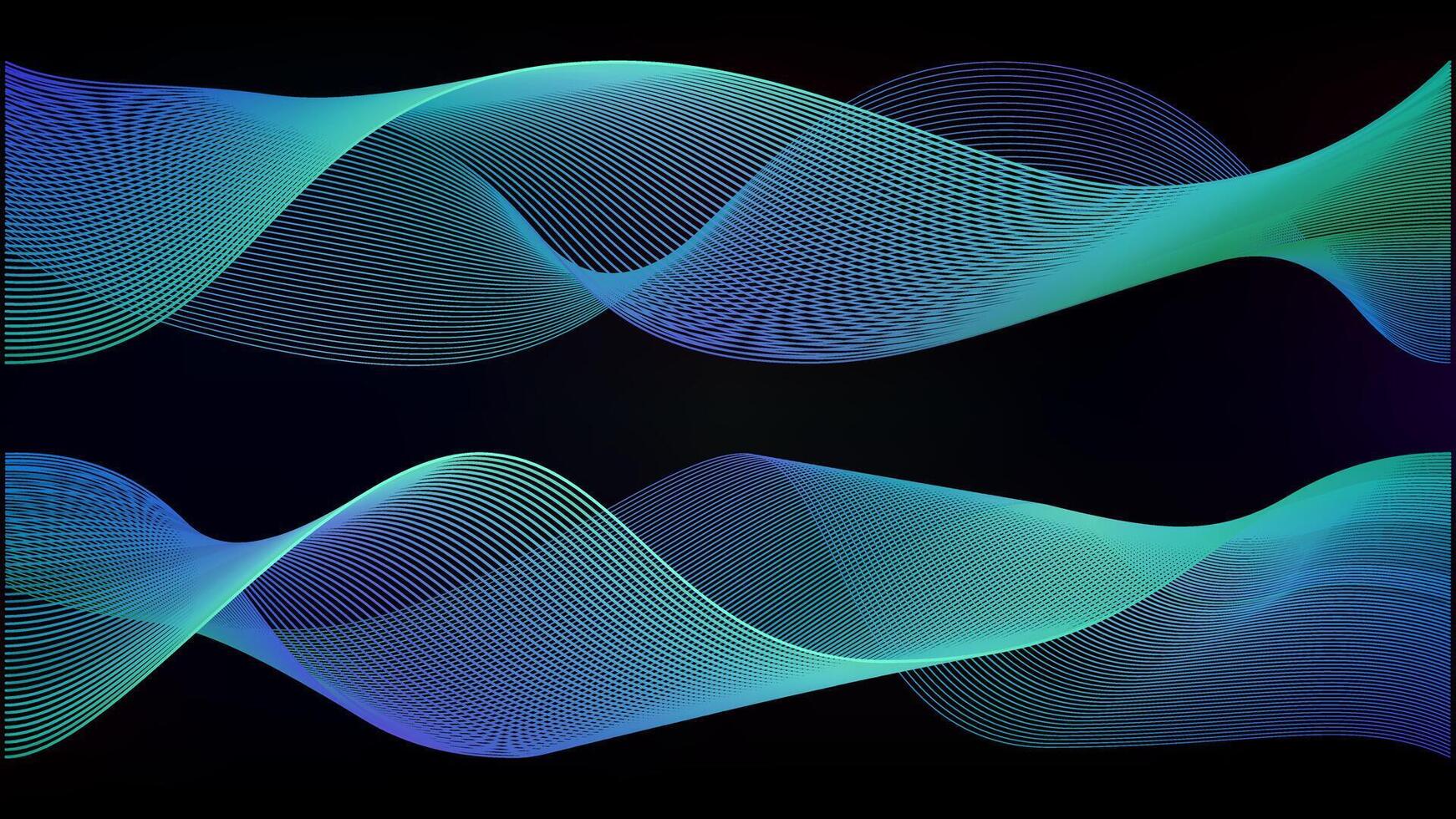 Abstract blue line wave background. S spiral swirl half tone gradation for phone connect. Digital light pattern fractal. Ai cosmos blur spark tech sound illustration. vector