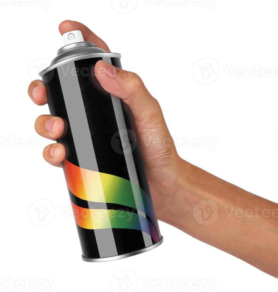 graffiti spray can on white photo