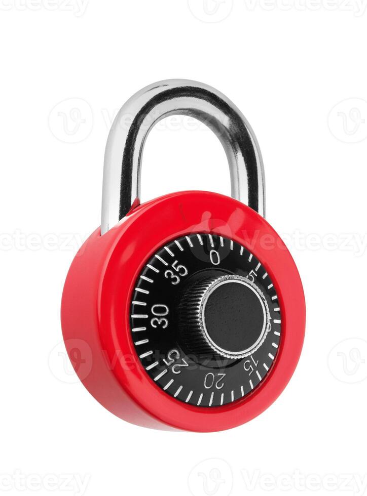 Combination lock on white back photo