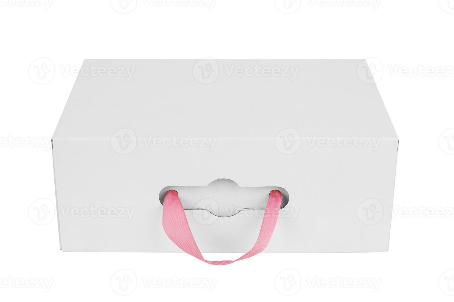 Paper box with handle on white background photo