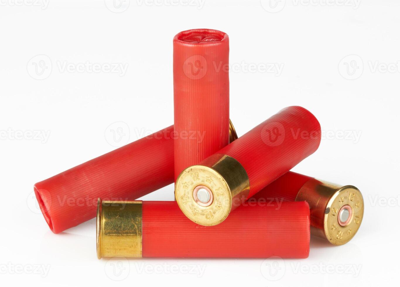 shotgun shells on white back photo