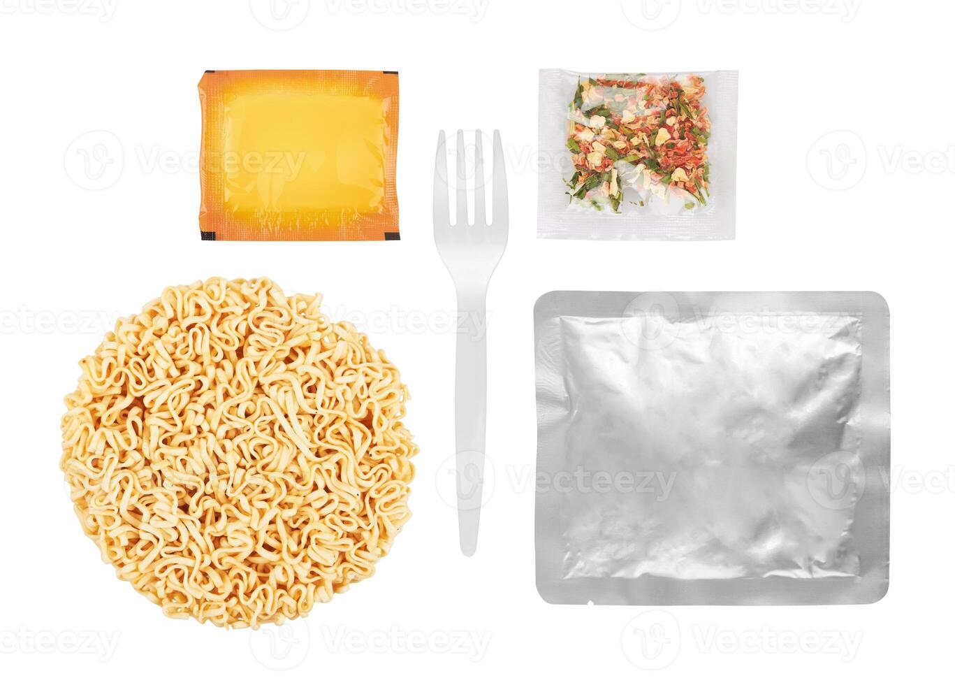 Instant noodles set on white back. photo