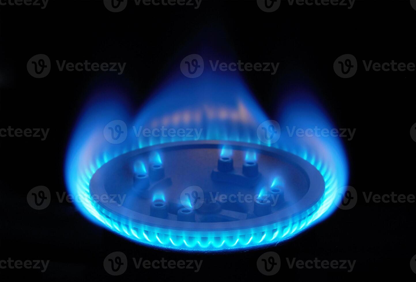 Burning gas, gas stove burner photo