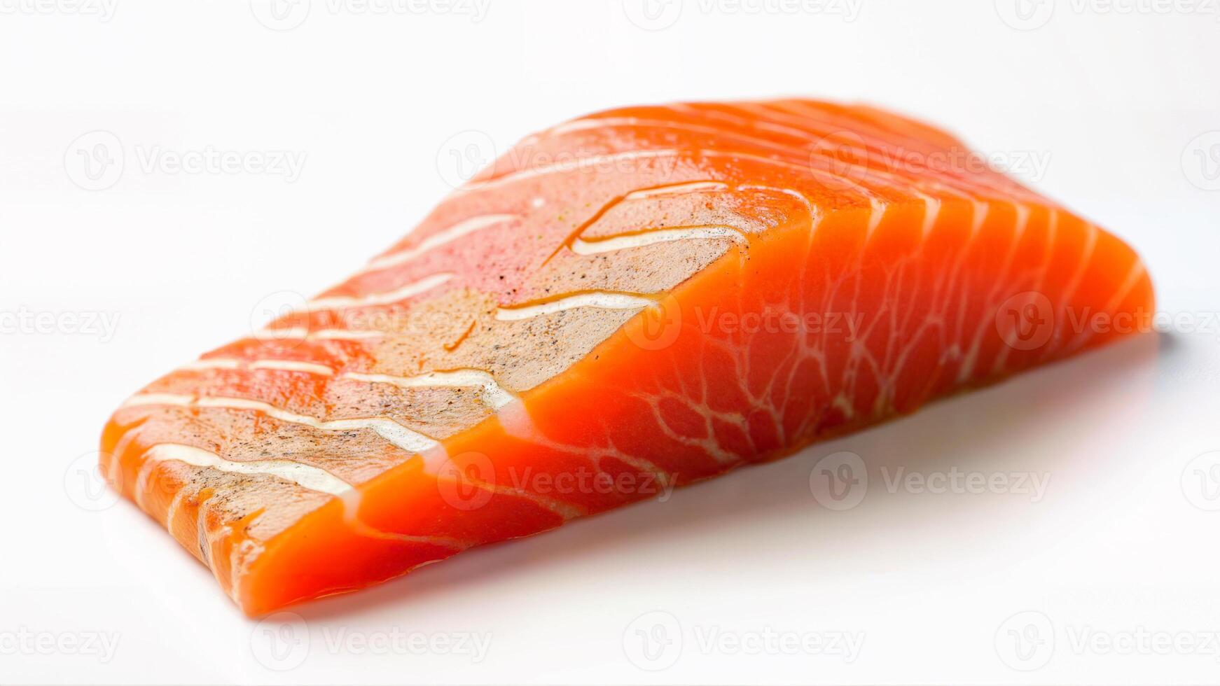 Fresh,raw salmon fillet isolated on a white background for culinary or food industry use. Suitable for recipes, nutrition, or seafood marketing. photo