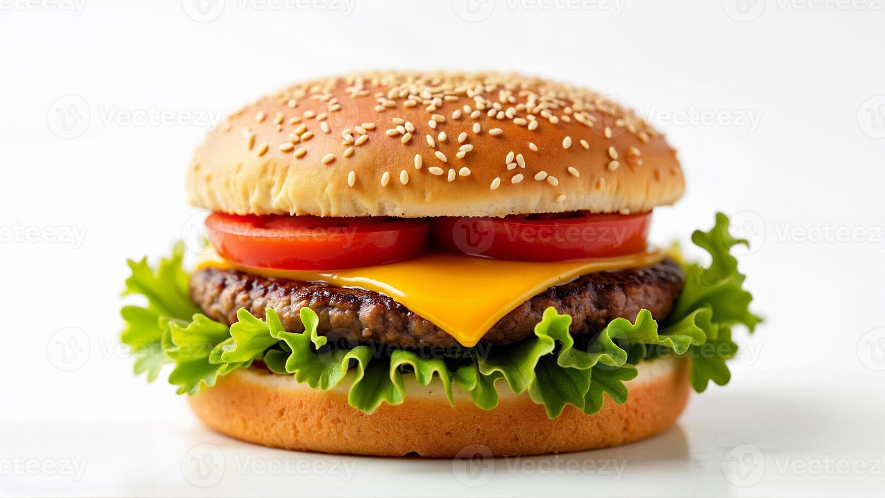 Crispy Cheeseburger With Fresh Lettuce Tomato photo
