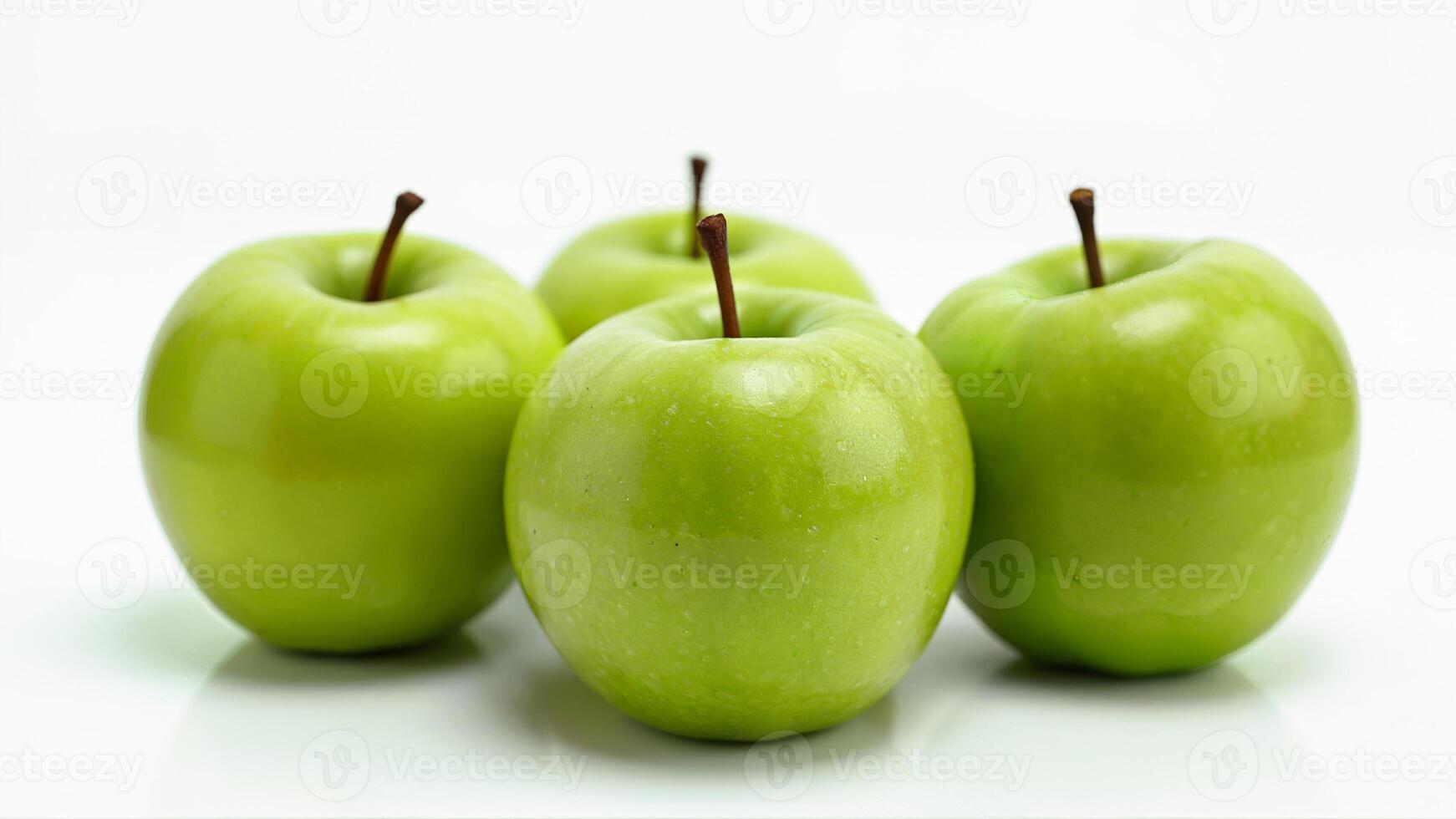 Green apples, isolated on a clean white background. Suitable for food, nutrition, healthy eating, and fruit-related concepts in isolated product presentations. photo