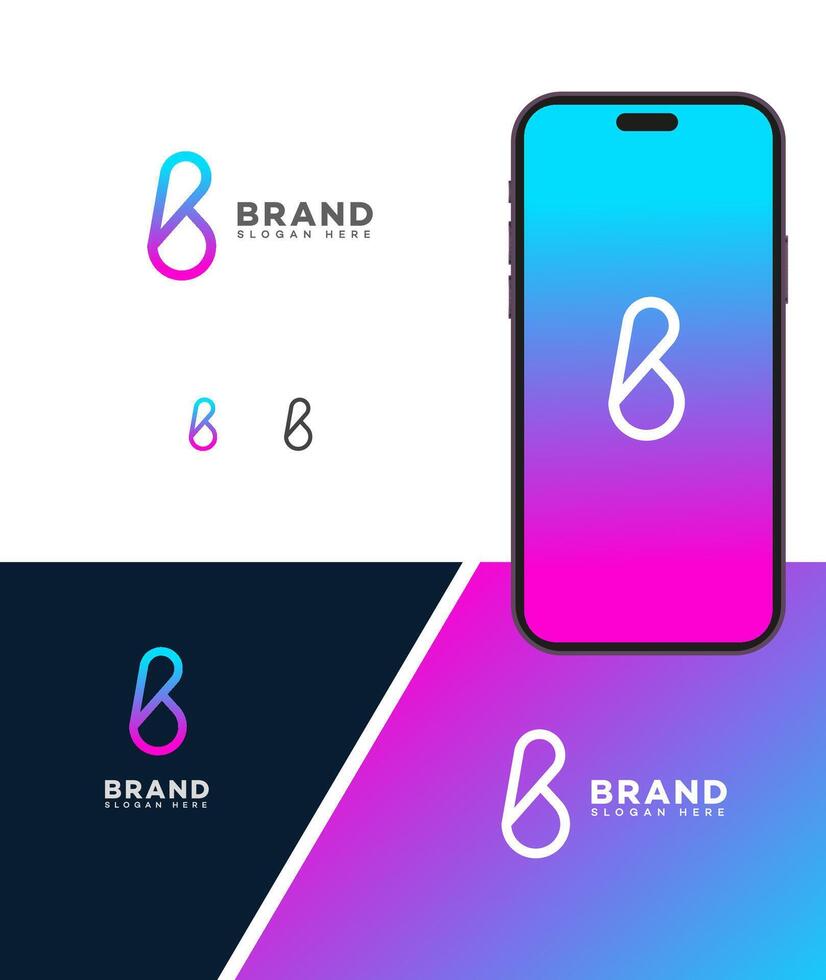 Modern Abstract B Letter Logo Branding and App Design vector