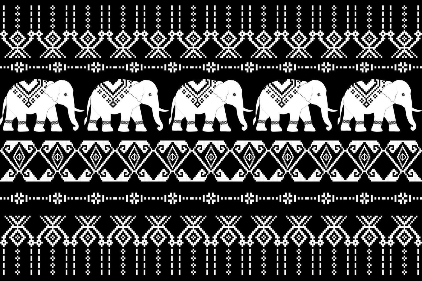 Thai Elephant Tribal Textile Pattern vector
