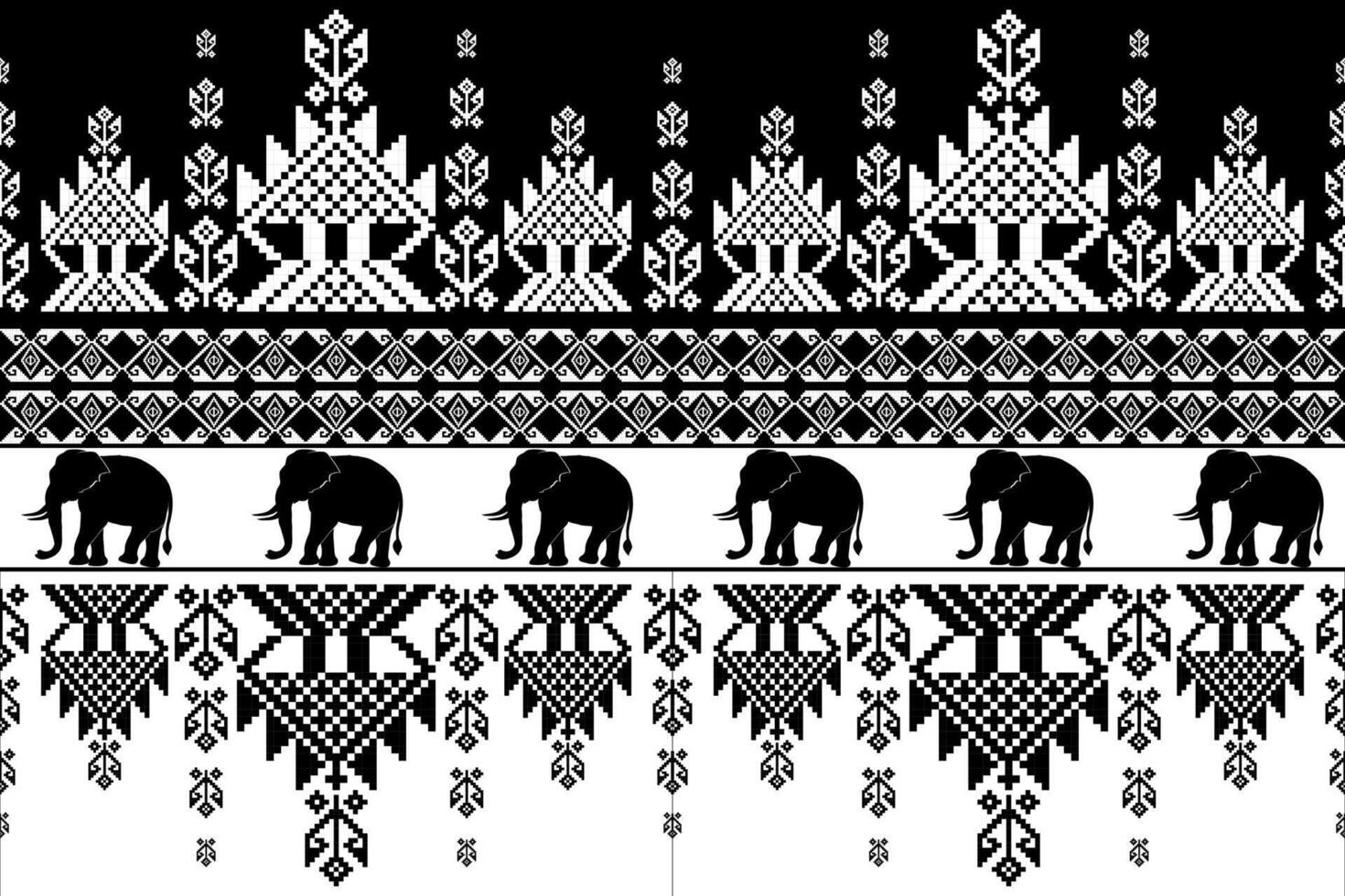 Ethnic Elephant Motif on Indigo Background vector