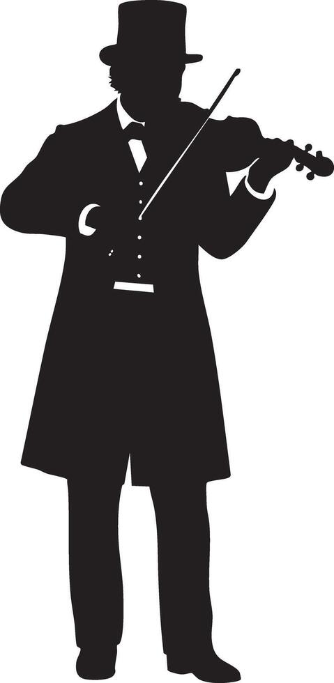 Elegant Vintage Violinist Silhouette - Classic Melodies and Musical Mastery vector