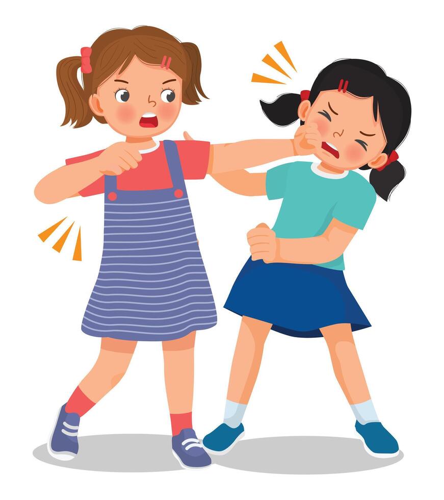 Illustration of children in conflict vector
