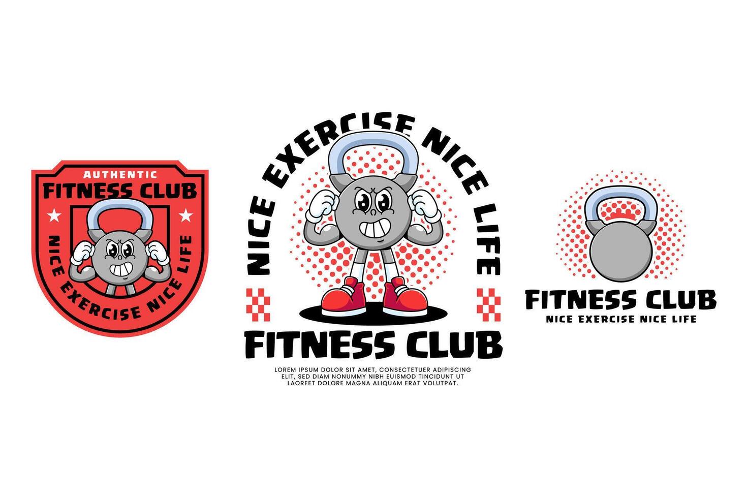 Fitness club logo designs with kettlebell vector