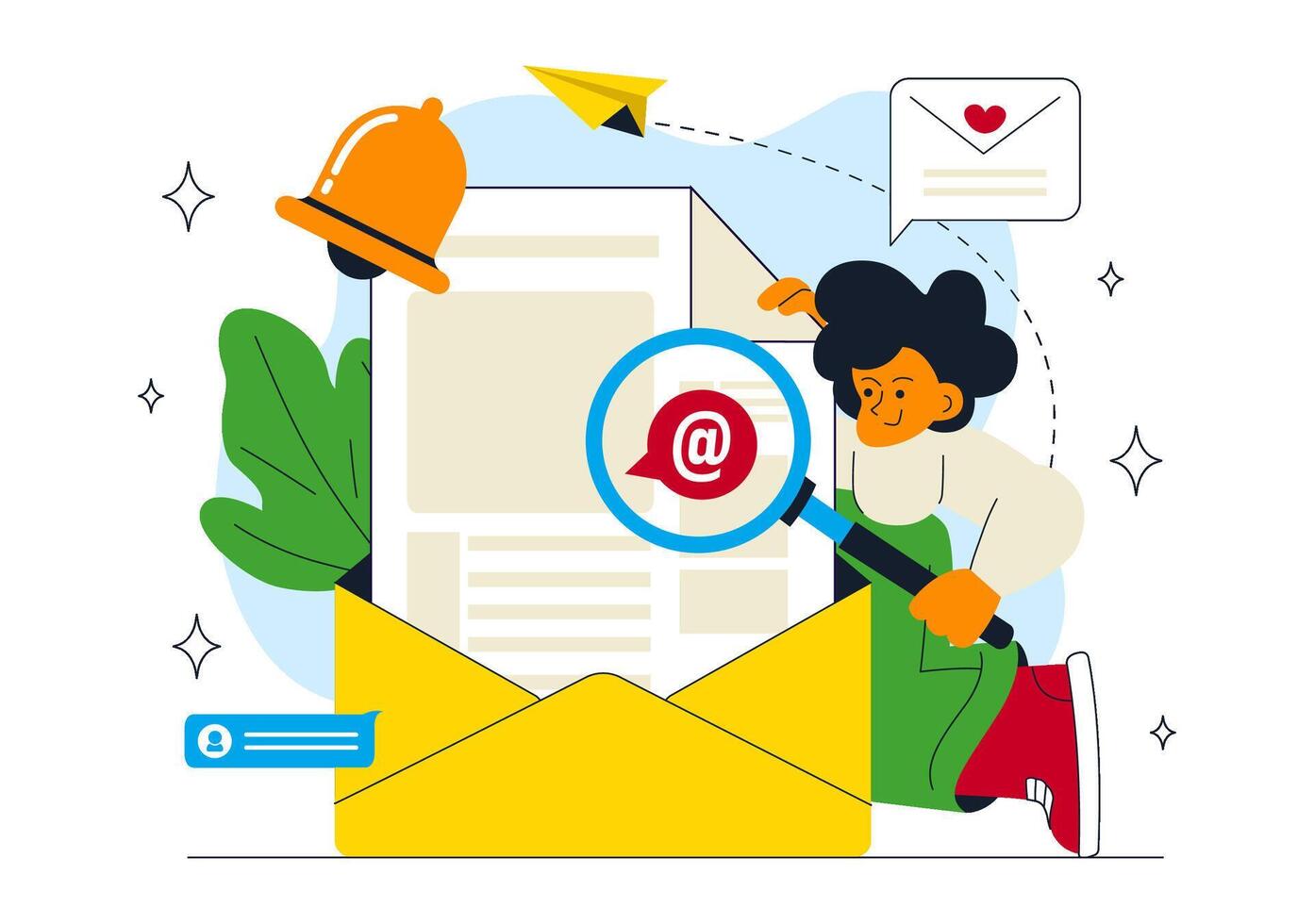 Person checking email notifications illustration vector