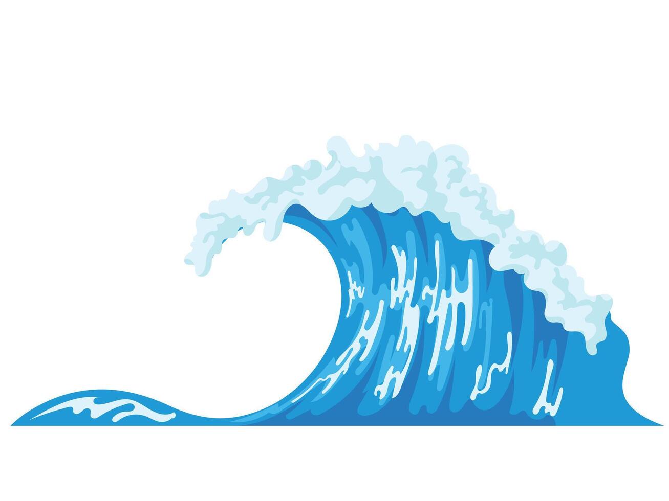 Big sea waves with intricate curves and sparks illustration vector