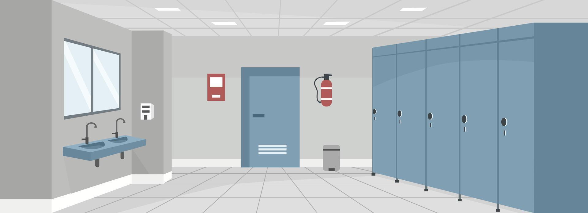 Locker room with sinks and lockers vector