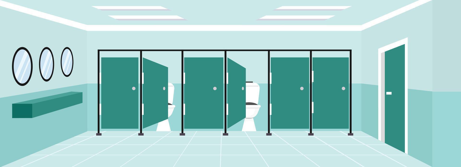 Modern restroom interior with green dividers vector