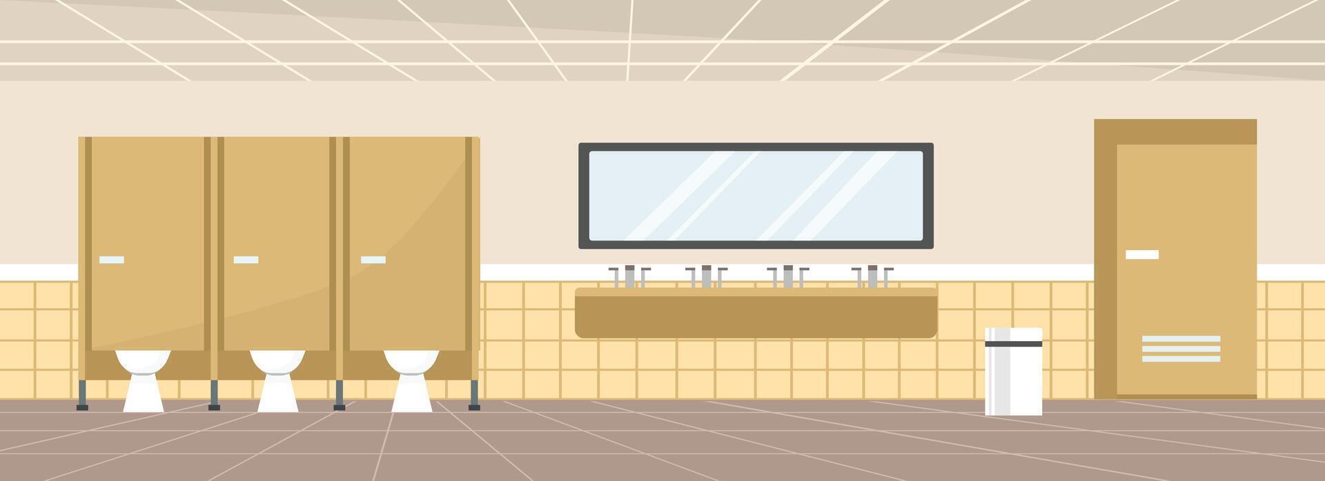 Modern bathroom interior with stalls and sinks vector