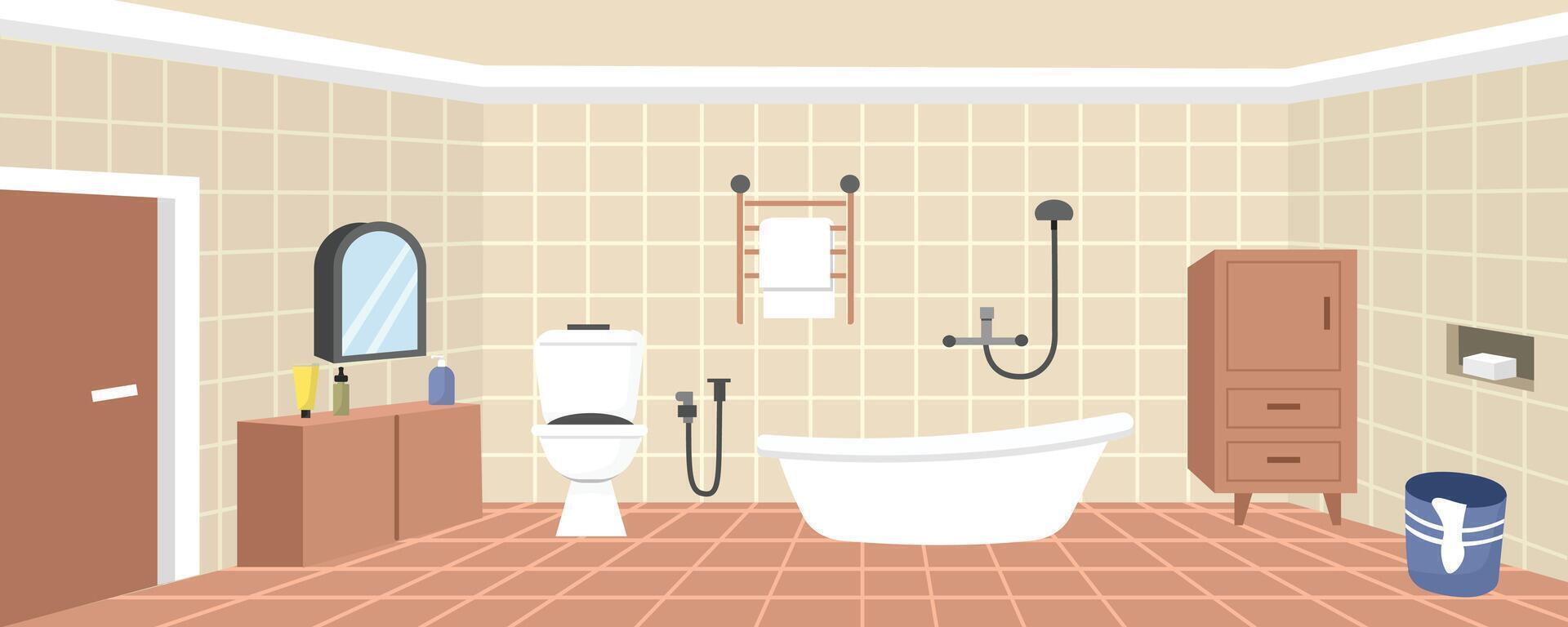 Stylish modern bathroom interior vector