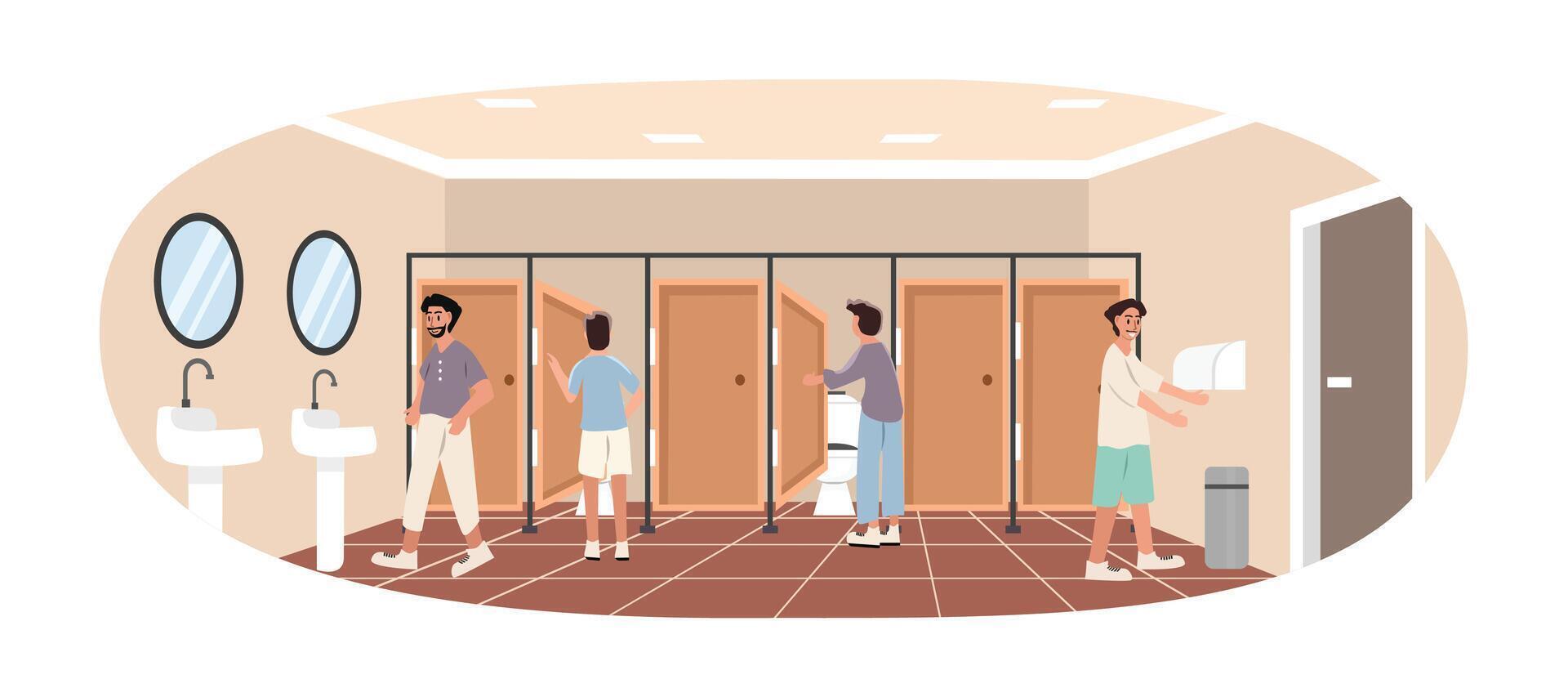 Men using a modern bathroom facility vector
