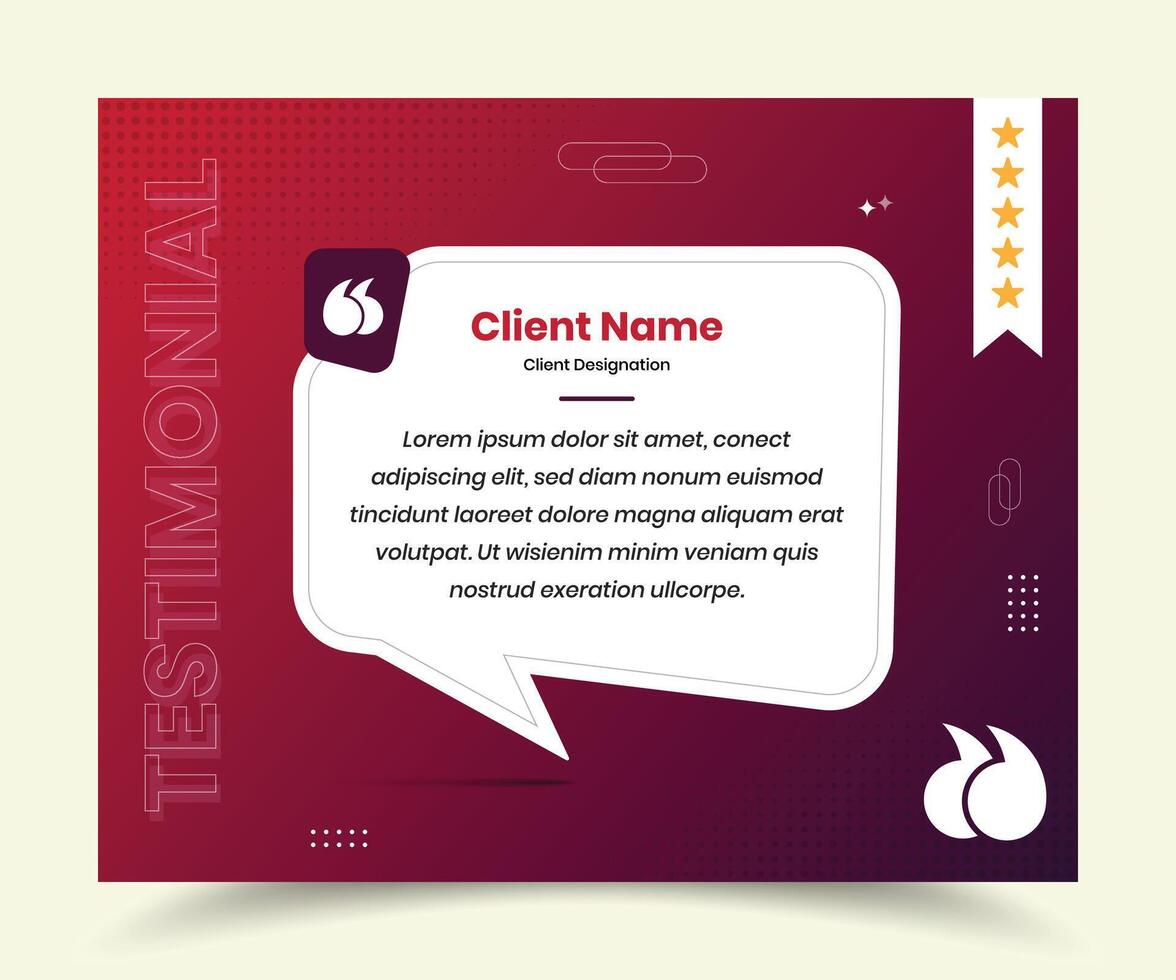 Minimalist abstract client feedback or social media post testimonial design template vector