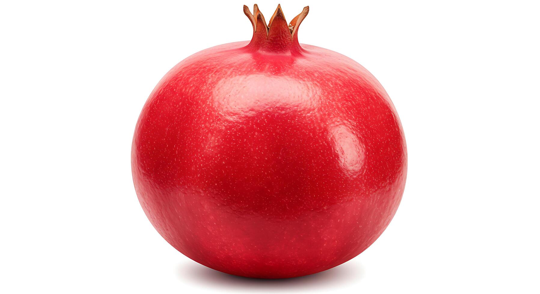 Pomegranate Still Life a Ripe Red Pomegranate Fruit on White photo
