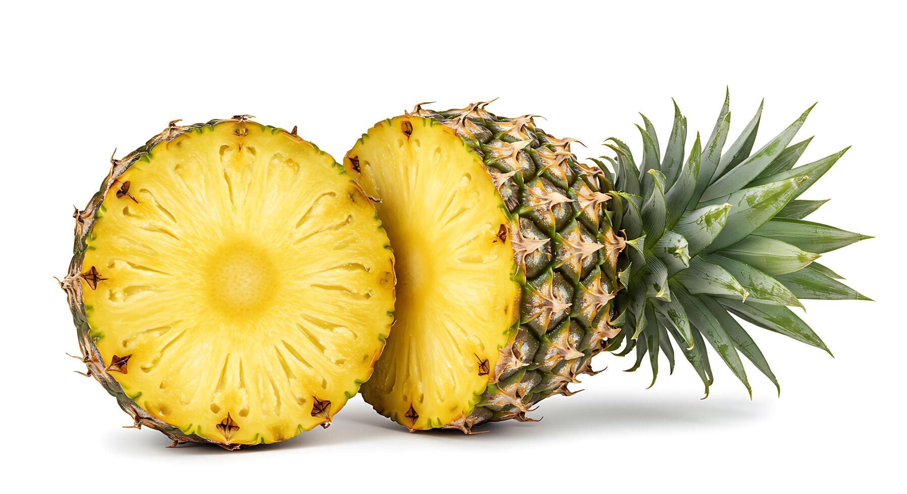 Fresh Pineapple Slices on White Background Juicy and Tropical Still Life photo