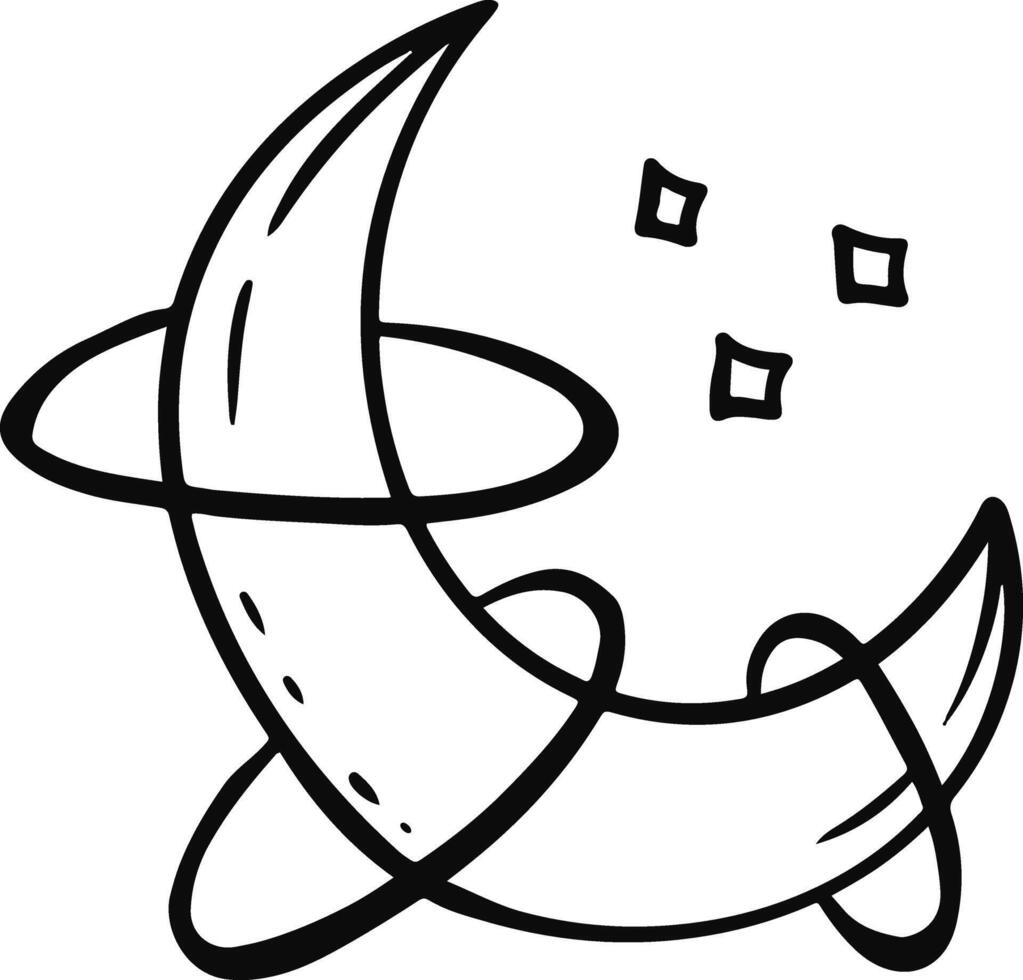 Mystical Celestial Icon. Esoteric Boho Element. Isolated on White Background. vector