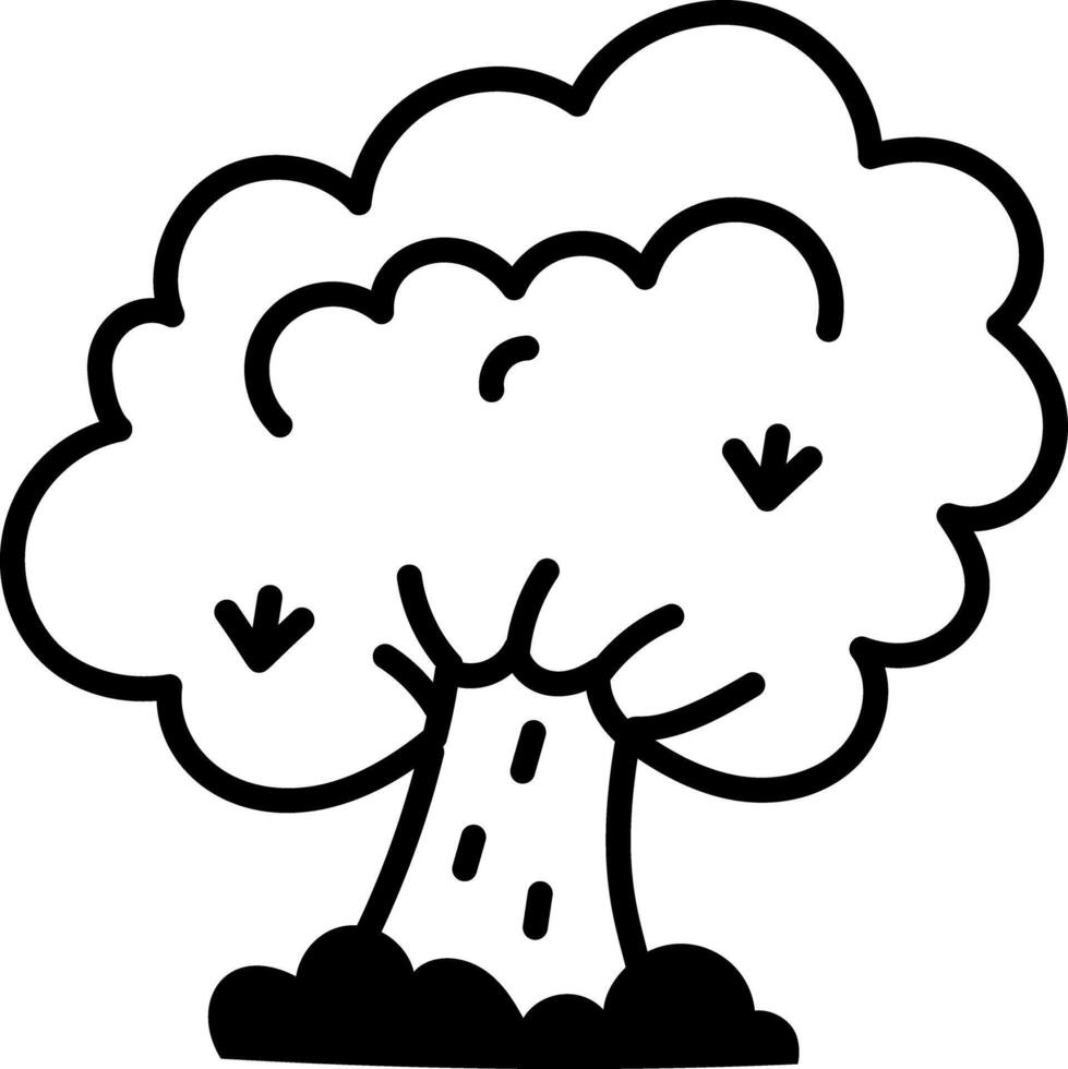 A doodle style icon representing a tall tree vector