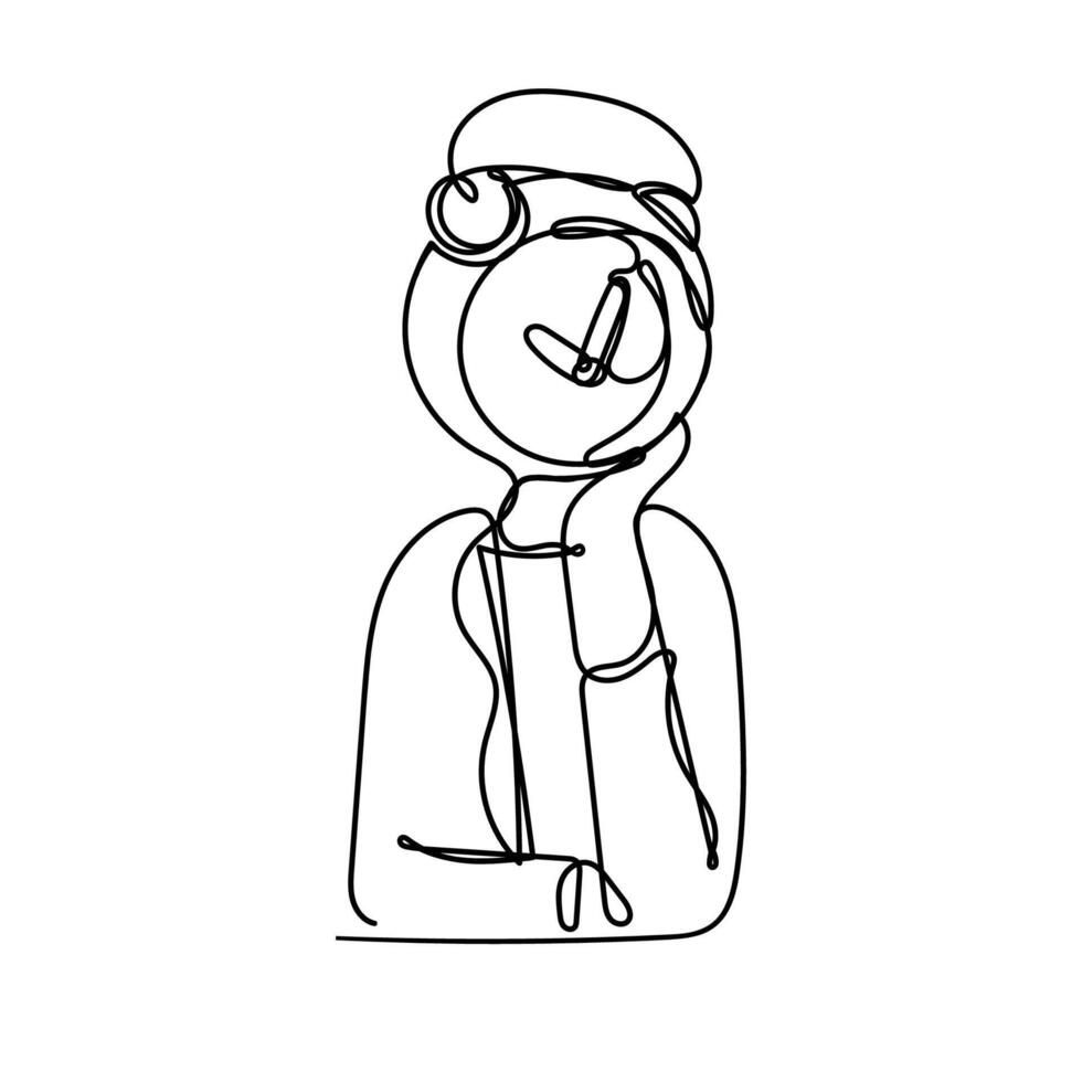 continuous line drawing of a man with a clock vector