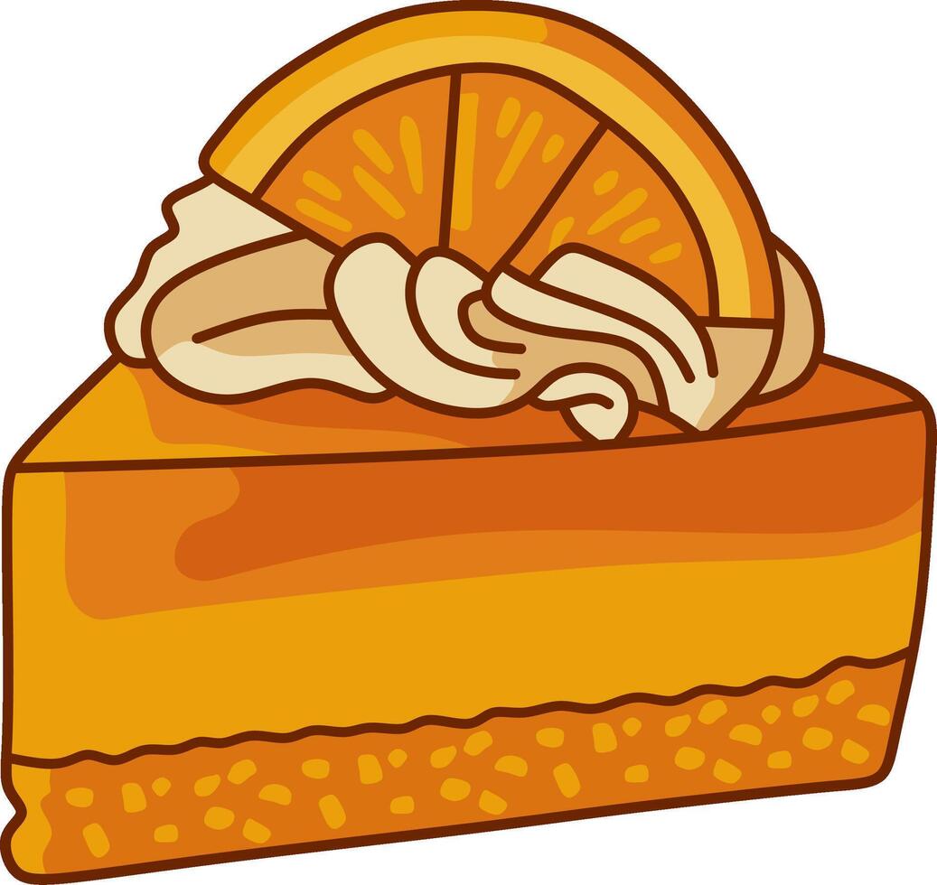 Orange Cheesecake Slices with Cream and Orange Slices vector