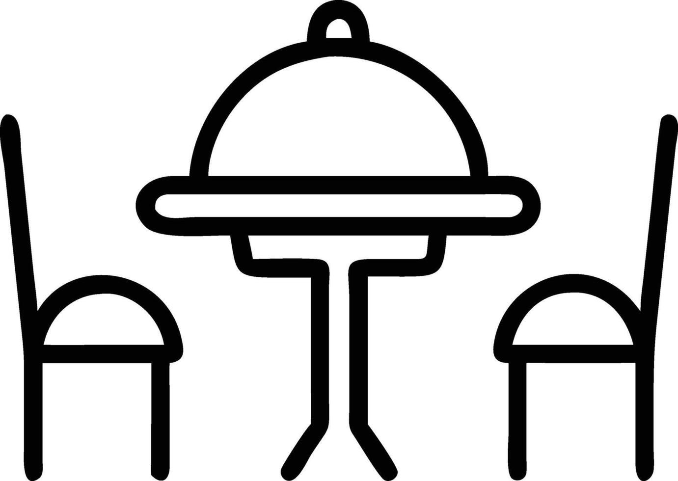A black and white image of a table and chairs vector