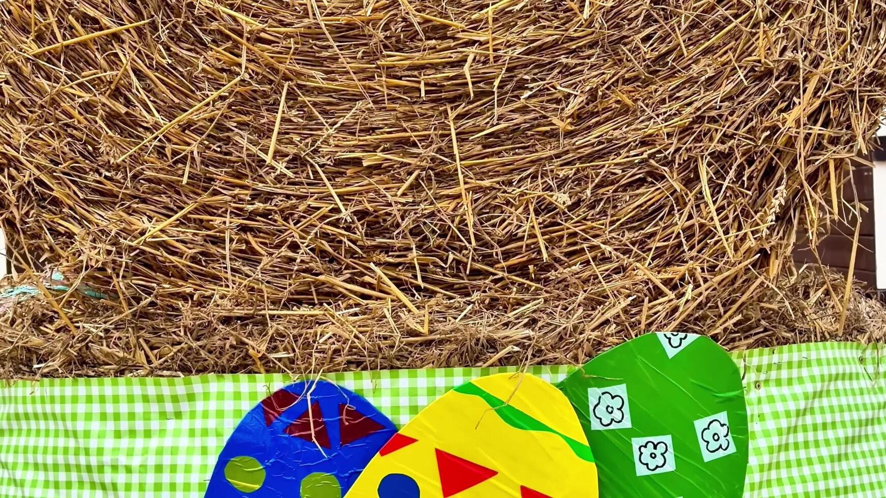 A Bright and Colorful Haystack Bunny Decoration Perfect for Celebrating Easters Joy photo