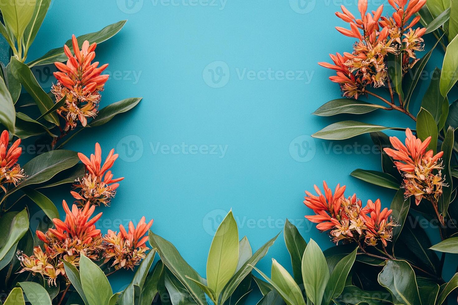 Cardinal Flower on a vibrant background, photorealistic top view Cardinal Flower plant photo