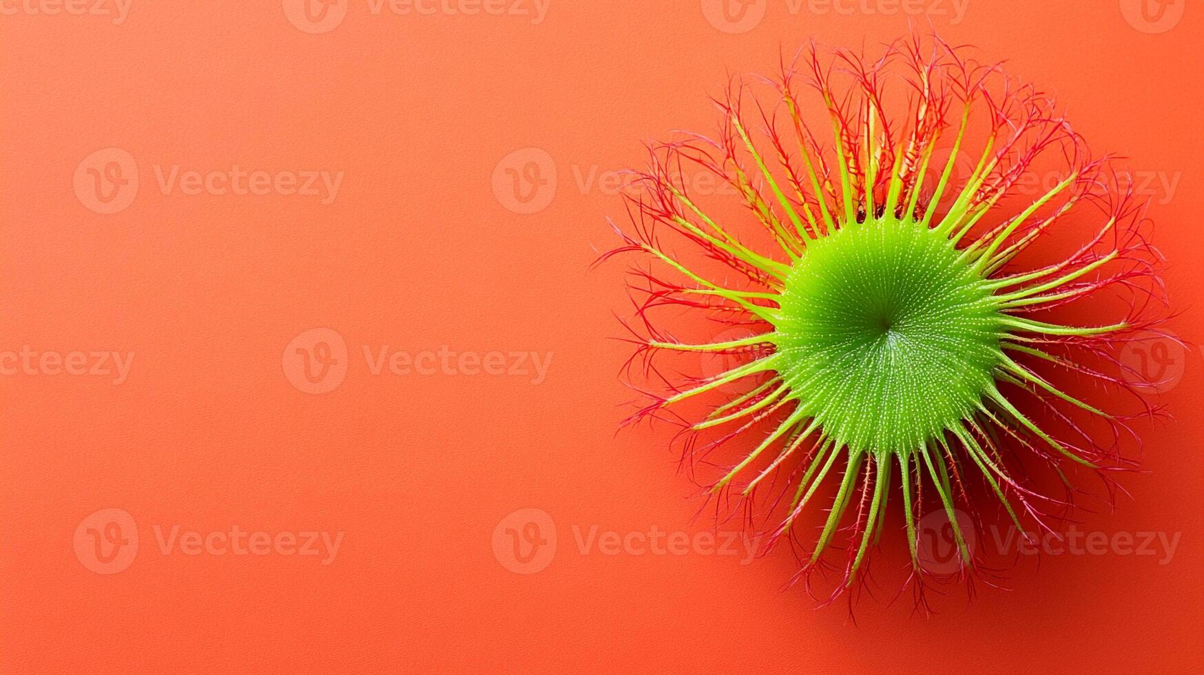 Drosera on a vibrant background, top view photorealistic plant photo