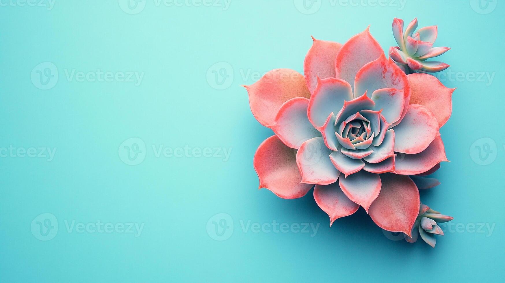 Echeveria on a vibrant background, photorealistic top view Echeveria flower photo