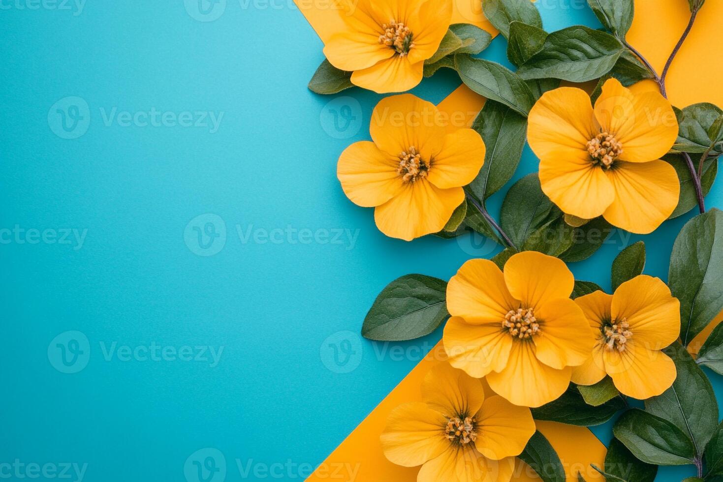 Rockrose on a vibrant background, top view photorealistic plant photo