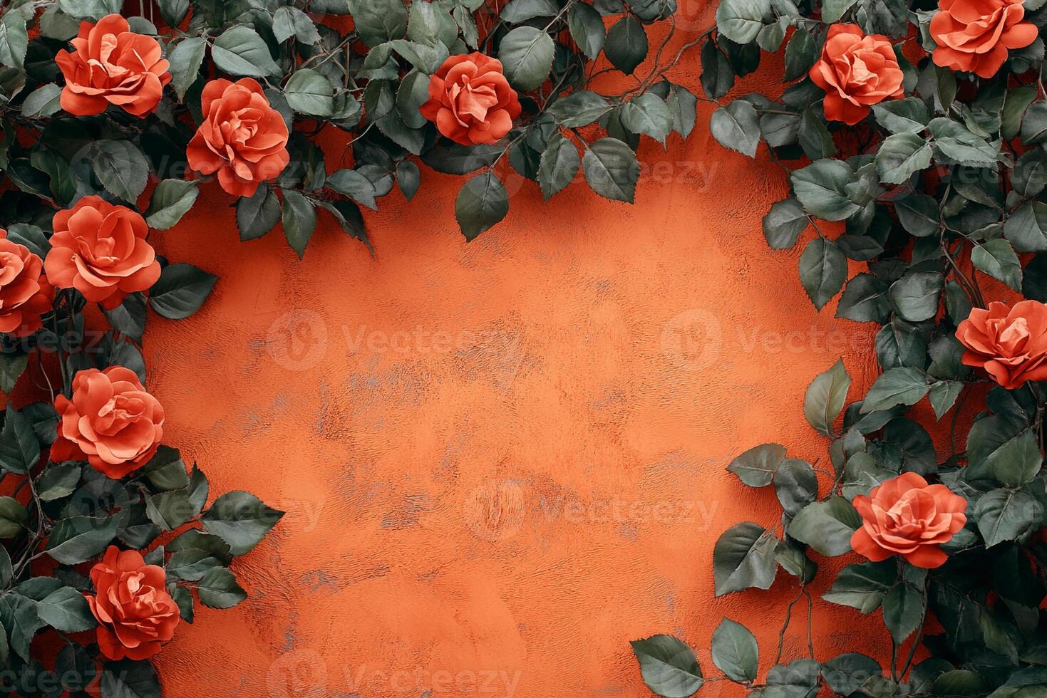 Rose Bush on a vibrant background, top view photorealistic plant photo