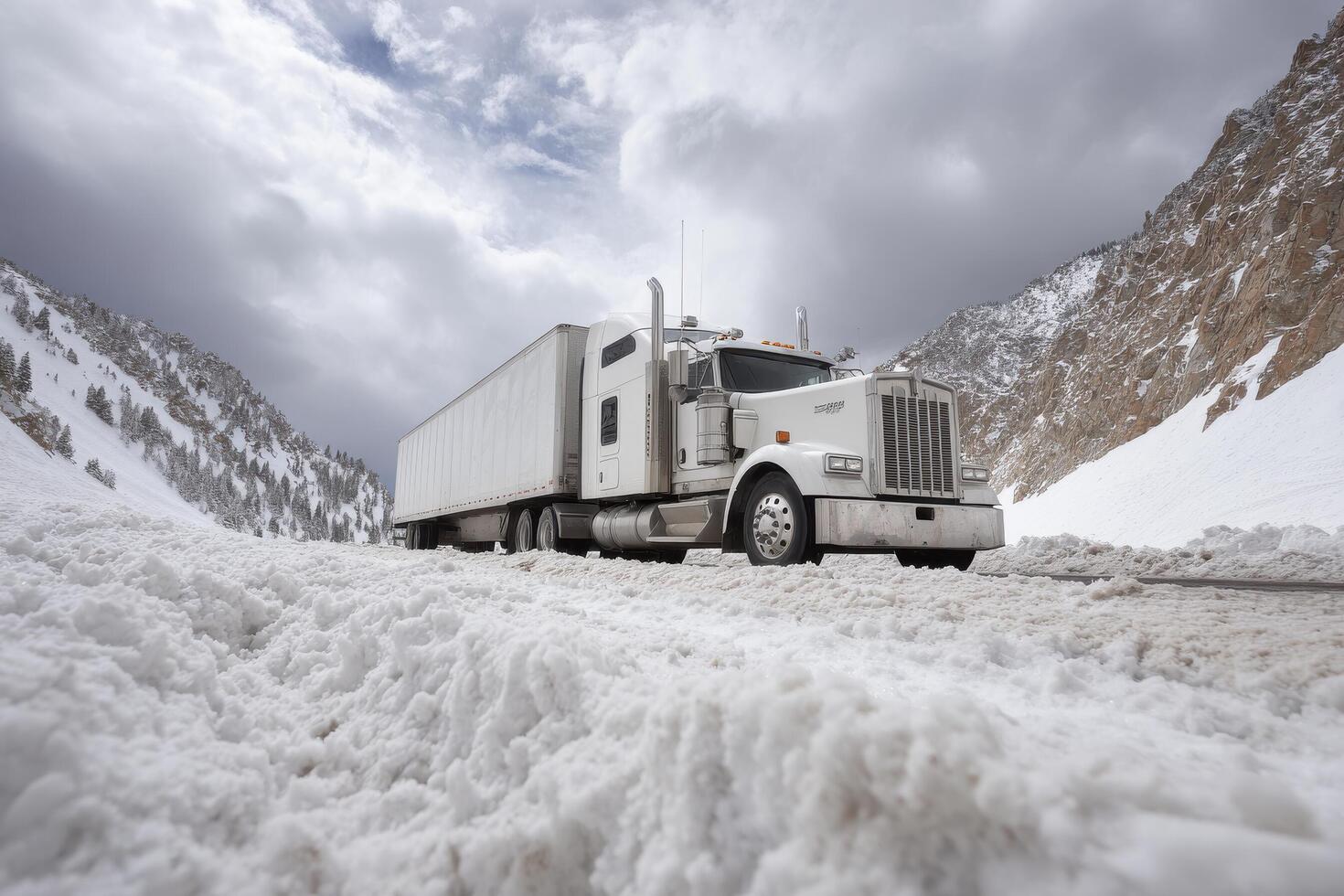 powerful trucks and trailers navigate through extreme conditions showcasing their rugged capabilities photo