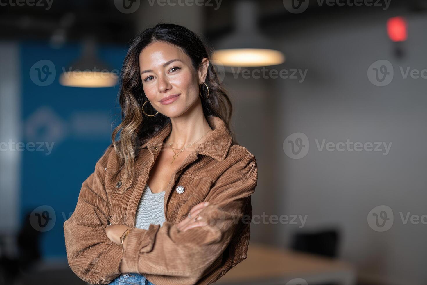 confident marketing professional is posing in creative office environment showcasing their expertise photo