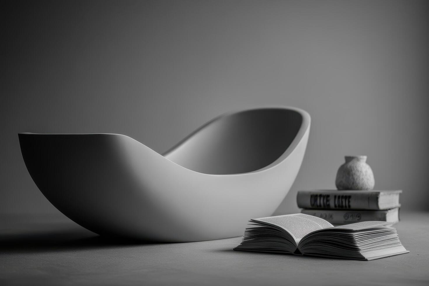 unique trendsetting bookshelf design for stands out against clean monochromatic background photo