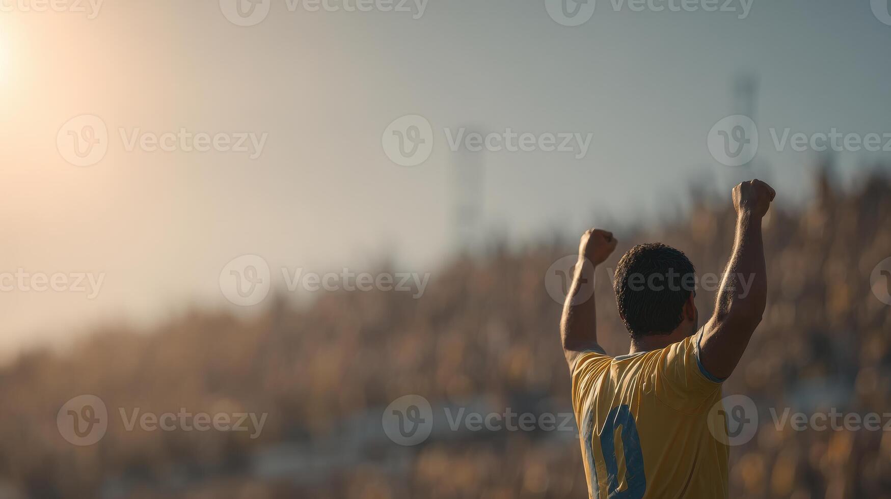 dynamic athlete celebrats triumphantly as he scores crucial goal in highstakes match photo