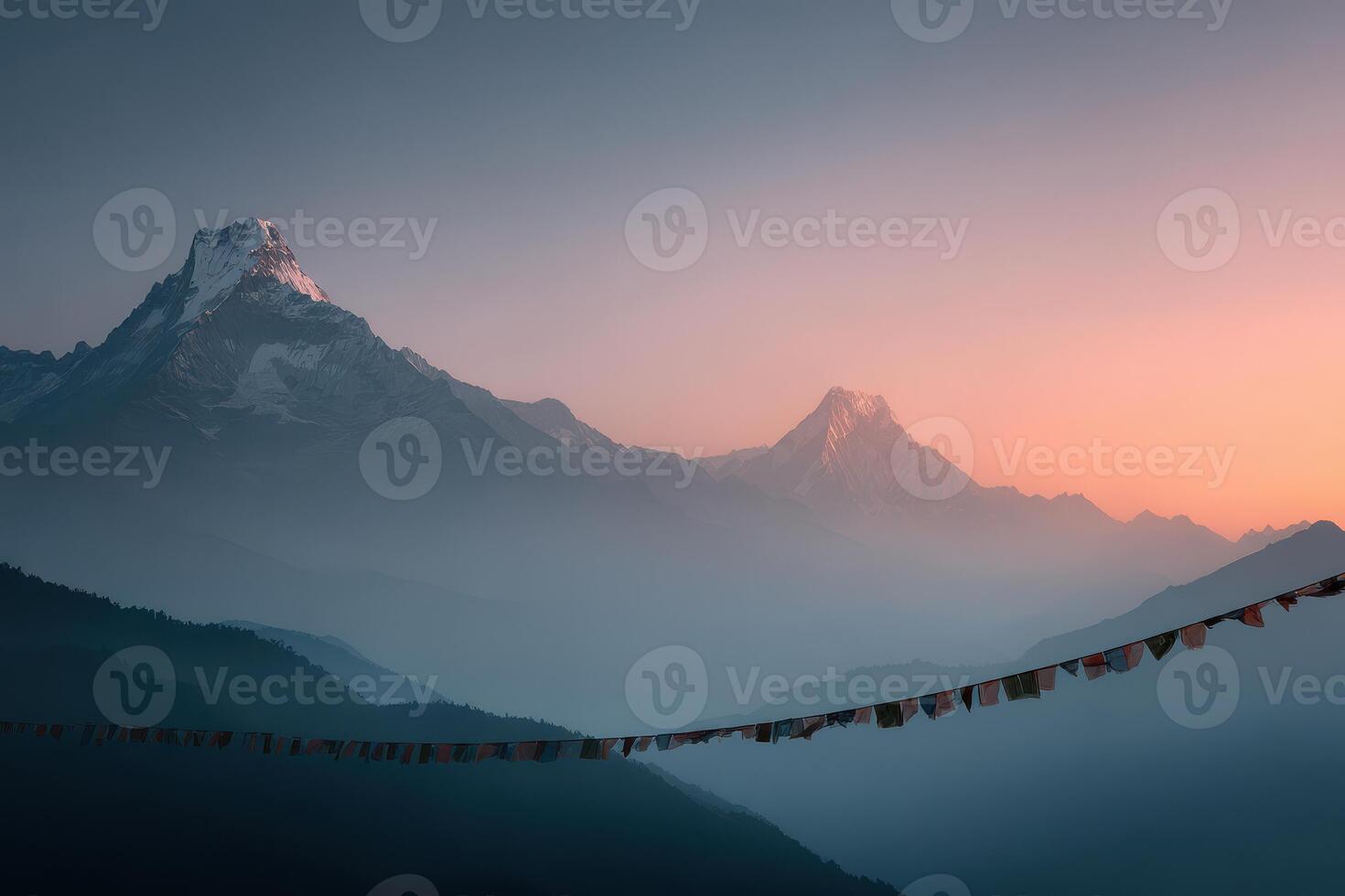 The sunrise over the mountains in nepal photo