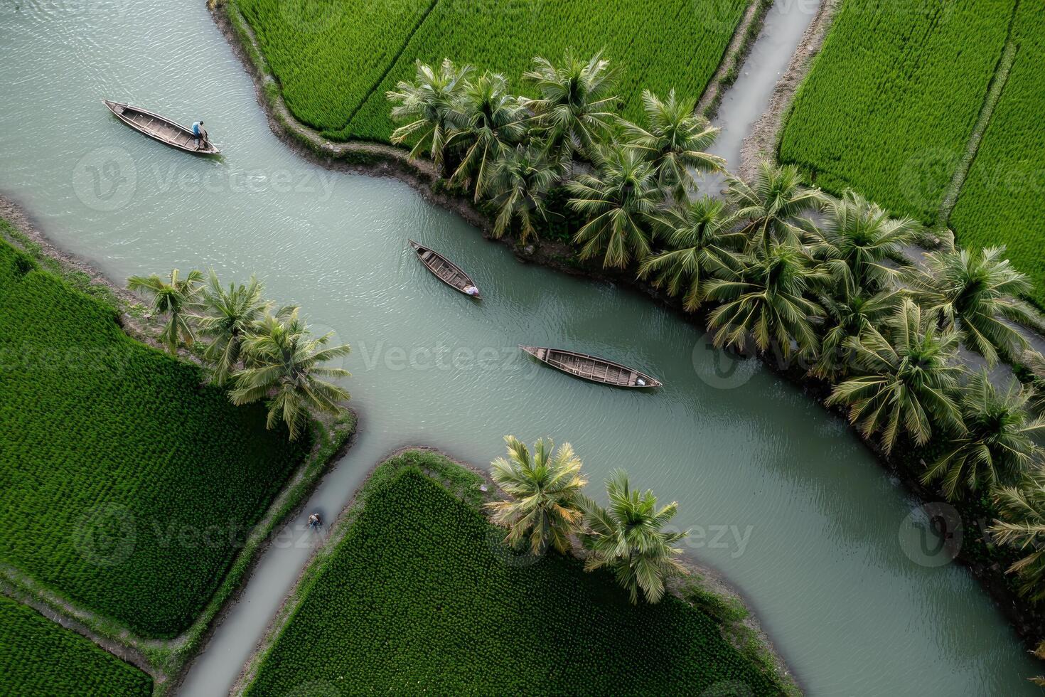A river with boats in it photo