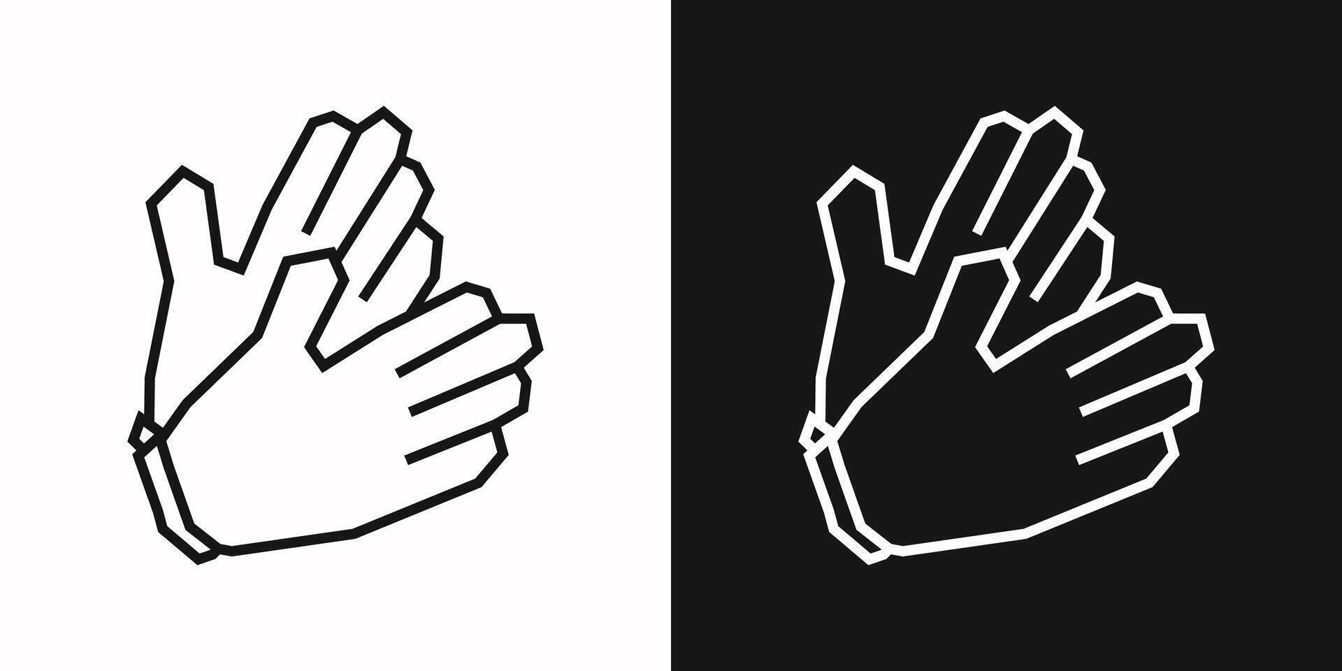 Gloves Icon in Black Line Art and White Line Art Cutout Style vector