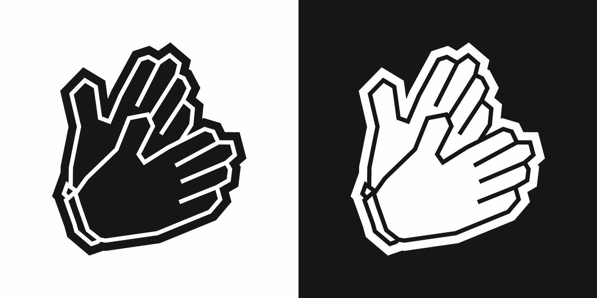 Gloves Icon in Black Filled and White Filled Cutout Style vector
