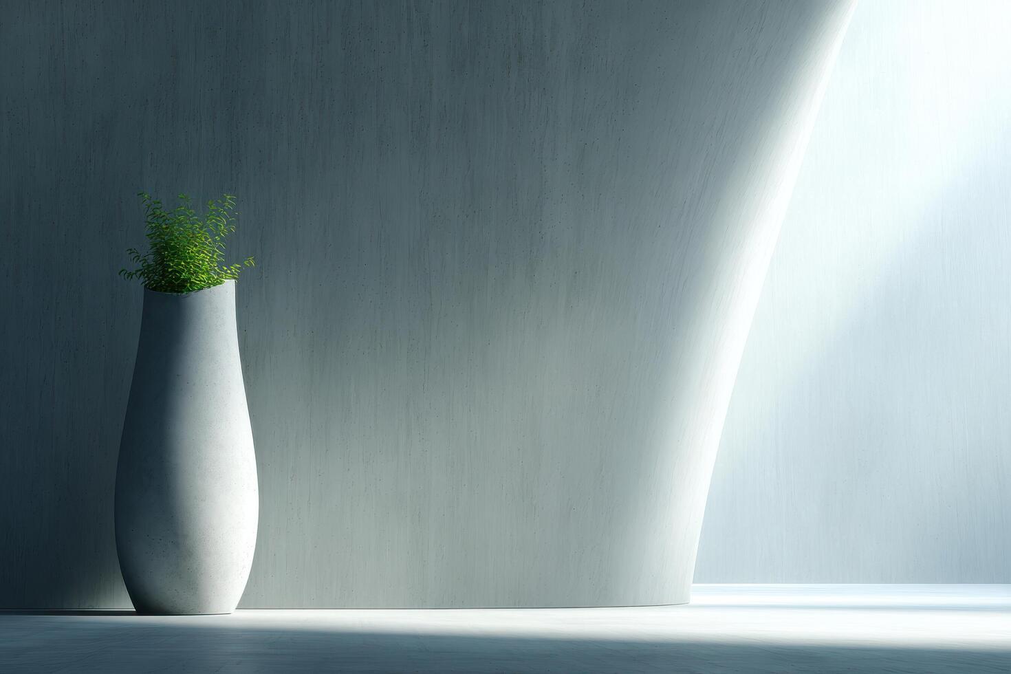 futuristic architectural piece featuring smooth forms of glass and concrete adorned with greenery photo