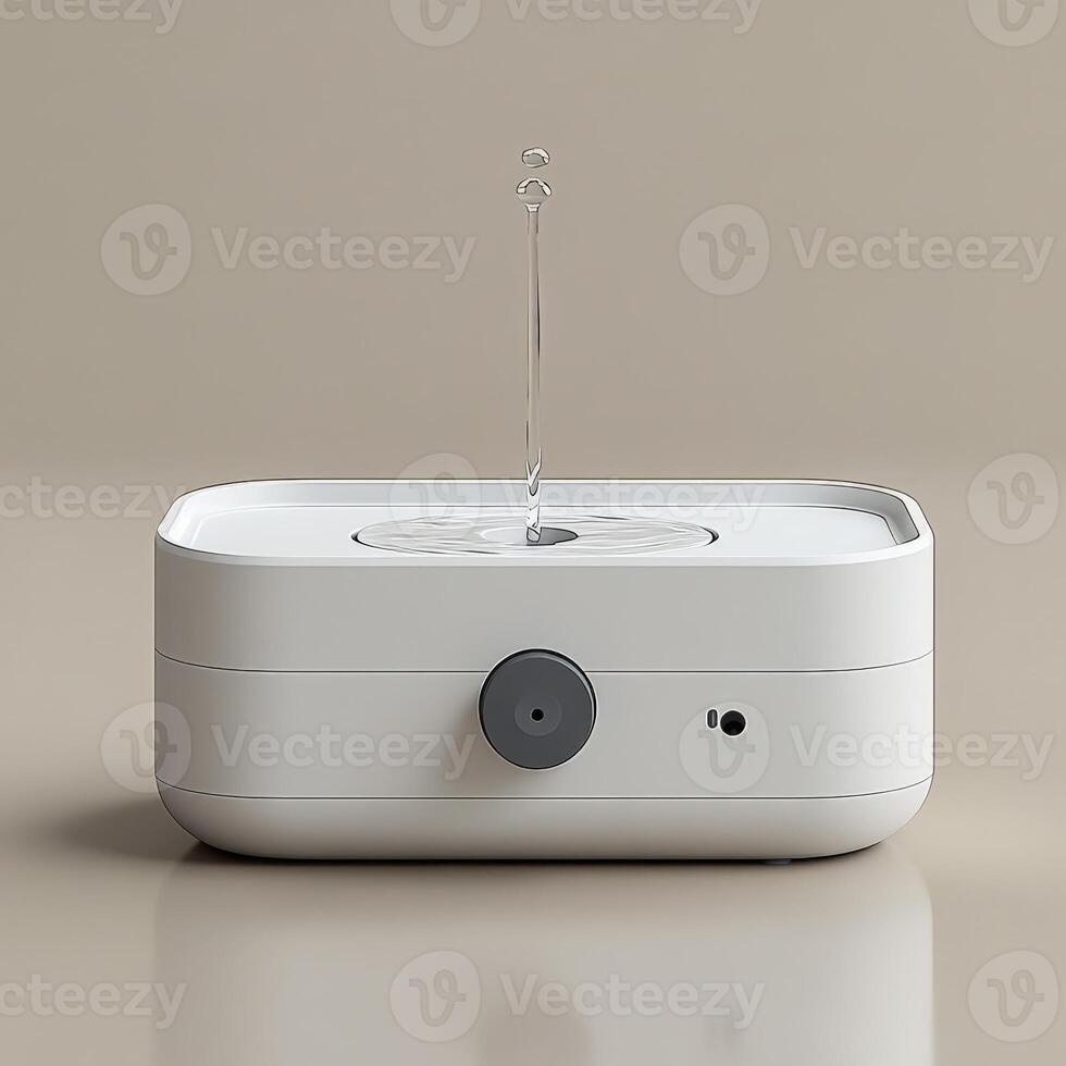 A white box with a small device on top photo